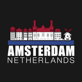 Amsterdam Netherlands Flag Skyline T-Shirt