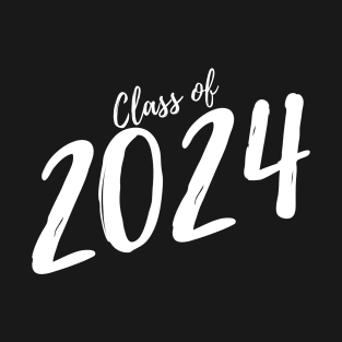 Class Of 2024. Simple Typography 2024 Design for Class Of/ Graduation Design. White Script T-Shirt