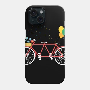 Cute Tandem Bike Shirt Yellow Bike with Red Heart Balloon Phone Case