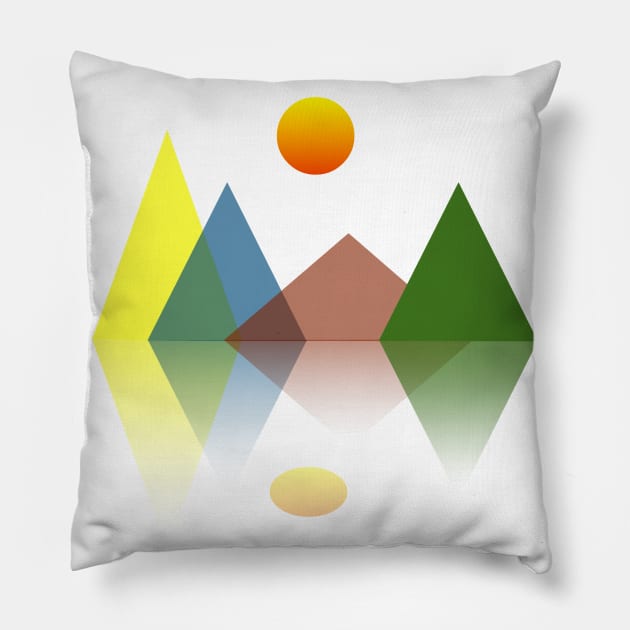 sun and mountains Pillow by SAMUEL FORMAS