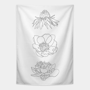 Hand Drawn Flowers Tapestry