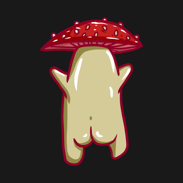 Mushroom Cartoon Mushie Character Back by Manfish Inc.