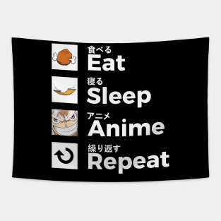 Eat Sleep Anime Repeat Again Tapestry