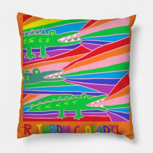 rainbow crocodile Pillow