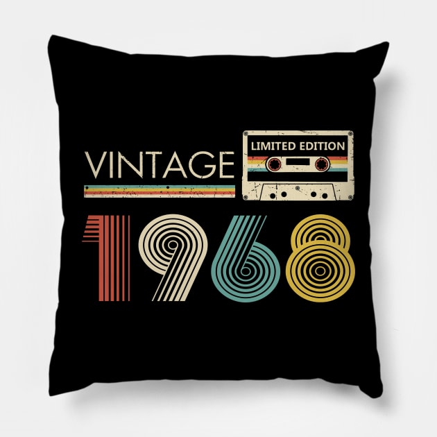 55th Birthday Vintage 1968 Limited Edition Cassette Tape Pillow by Ripke Jesus