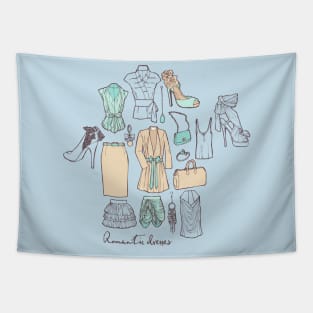 Hand Drawn Female Clothes Tapestry