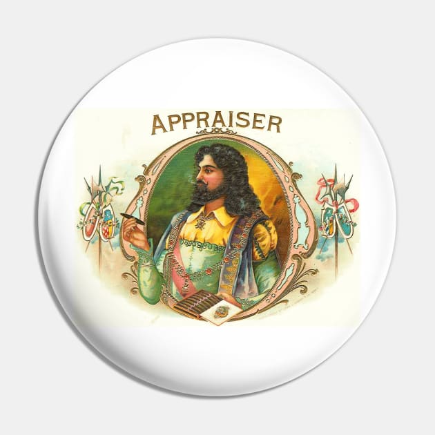 Appraiser - Vintage Cigar Box Illustration Pin by Naves