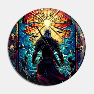 Monster Hunter in Stained Glass - Witcher Pin