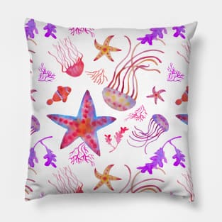 Starfish and jellyfish pattern Pillow