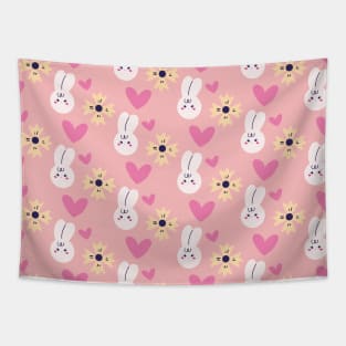 Bunny with Flower Pattern Tapestry