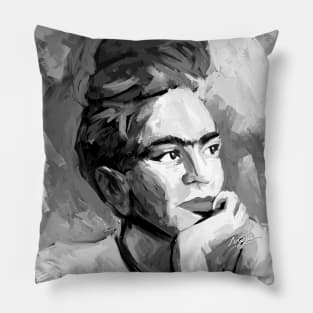 Frida Kahlo Black and White 4 Pillow