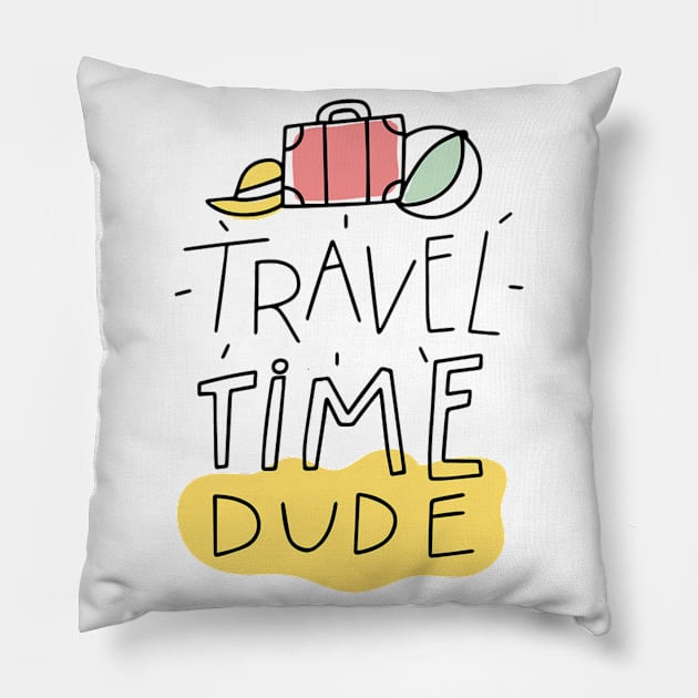 Travel Time Dude Pillow by Mako Design 