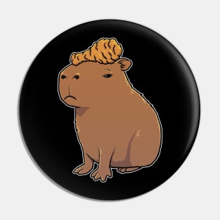 Capybara with Fried Chicken on its head Pin