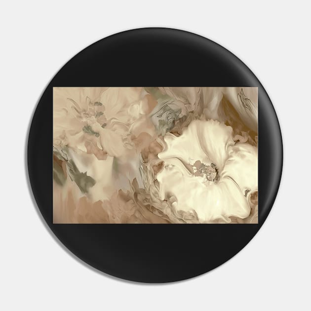 Abstract Neutral Flowers Floral Design Warm Beige Tones Art Pin by FloralFancy