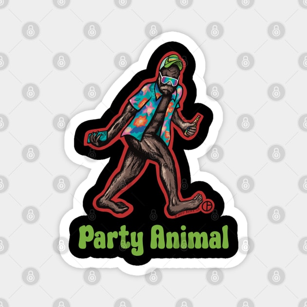 Party Animal Bigfoot Magnet by Art from the Blue Room
