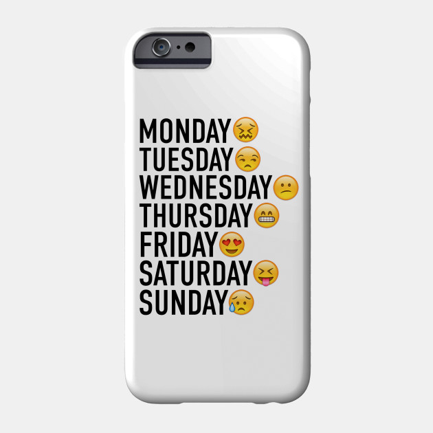 Moods of the Week Expressed Through Emojis (Black) - Emoji Etui na | TeePublic