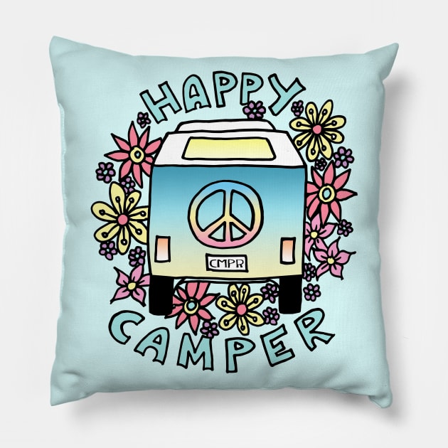 Happy Camper Hippy Van Pillow by julieerindesigns