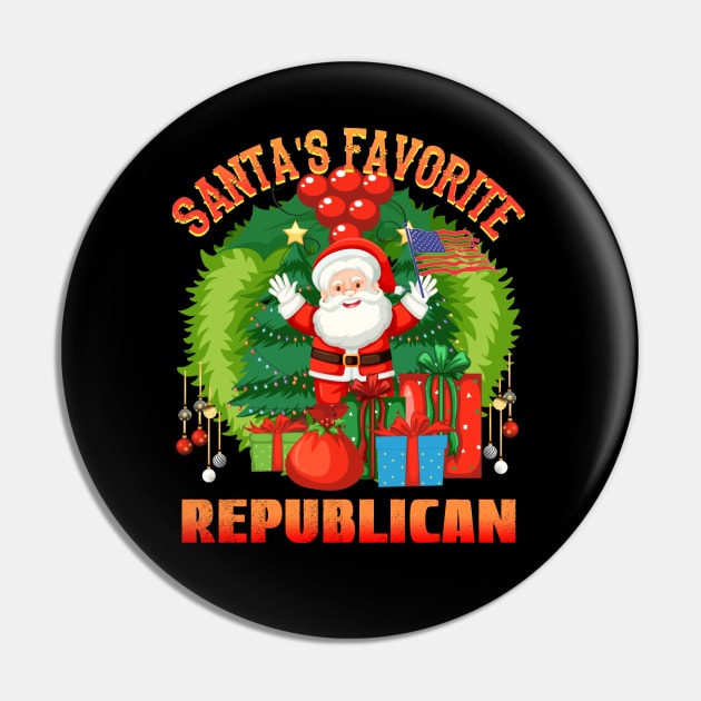 Santas Favorite Republican, Xmas Republican Pin by Cor Designs