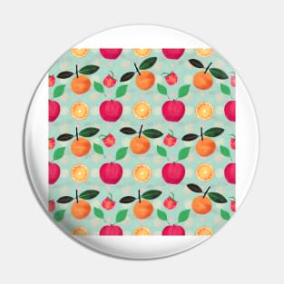 Oranges Apples fruits Vintage Mint Pattern Pin