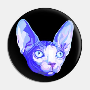 Floating Blue Sphynx Cat Head Pin