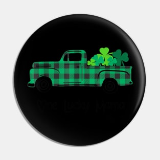 Buffalo Plaid Truck One Lucky MAMA St Patricks Day Pin