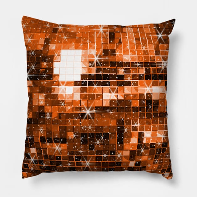 Twinkle Orange Disco Ball Pattern Pillow by Art by Deborah Camp