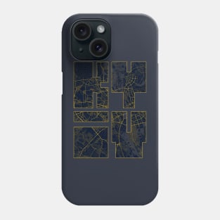 Kyiv, Ukraine City Map Typography - Gold Art Deco Phone Case