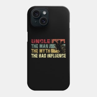 Mens Uncle the Man the Myth the Bad Influence Vintage Cat Father's Day Gift Dad Phone Case