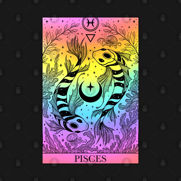 Zodiac sign tarot card Pisces by OccultOmaStore