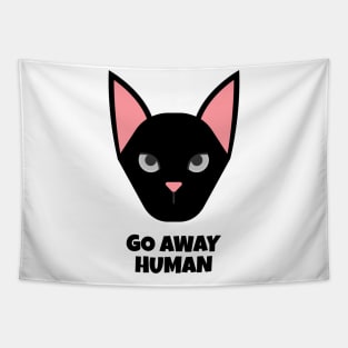 go away human funny cat Tapestry