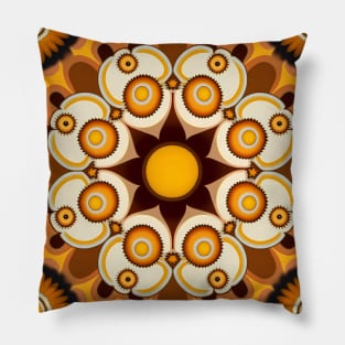 Groovy Sun Mandala Art Pillow