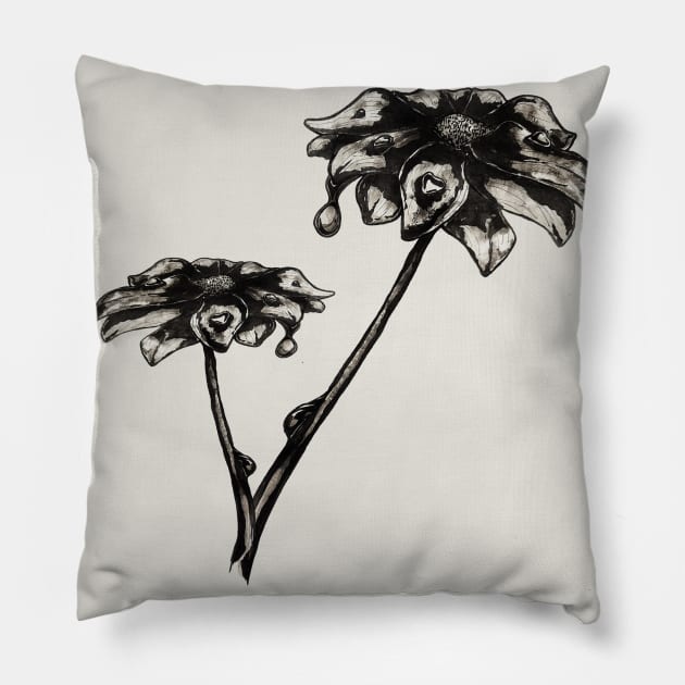 gerbera flower Pillow by Art by Taya 