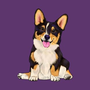 Cute sitting corgi tri color dog T-Shirt