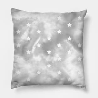 Gray Tie-Dye and Stars Pillow