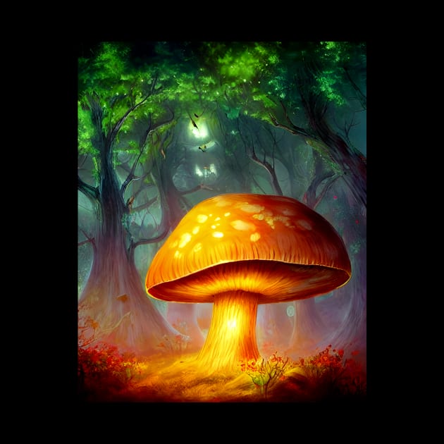 Glowing Magic Mushroom in Enchanted Forest by ichewsyou