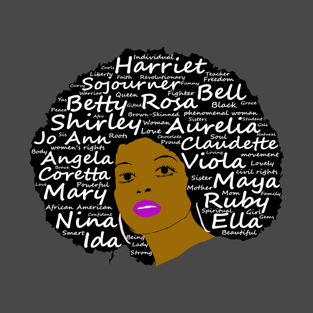 Black History Month Powerful Women in Natural Hair Afro Art - Black ...