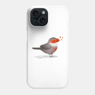 Common Waxbill Bird with hearts Phone Case