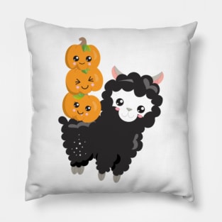 Halloween Sheep Black Sheep with Pumpkins Pillow