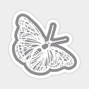 Butterfly line art white Magnet