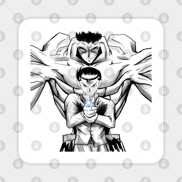 yusuke urameshi and the spirit gun art Magnet by jorge_lebeau