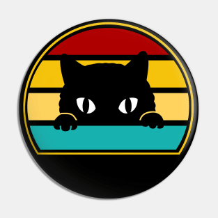 Funny Peeking Black Cat Pin