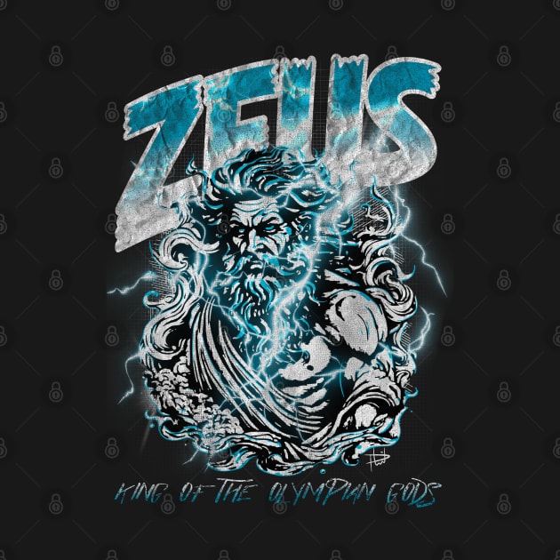 Zeus comic book style grunge design by NUNEZ CREATIONS