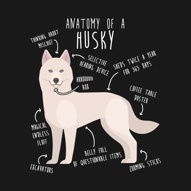 White Siberian Husky Dog Anatomy by Psitta