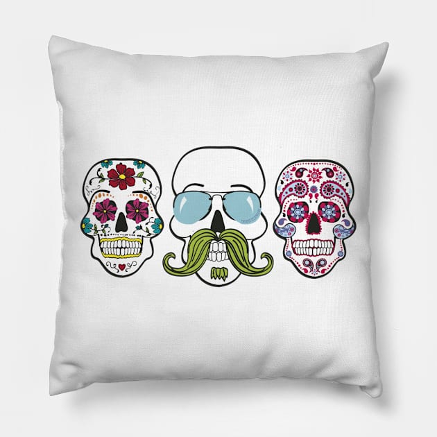 Sugar Skulls Pillow by erinmizedesigns