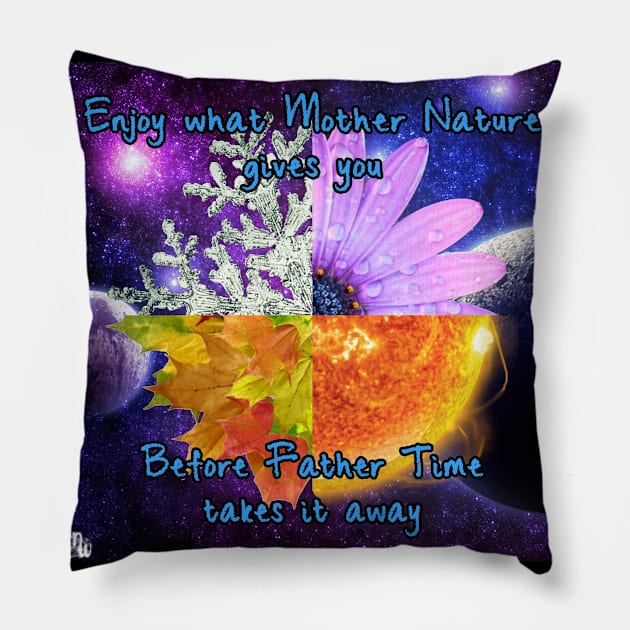 Mother Nature, Father Time Pillow by Duckgurl44