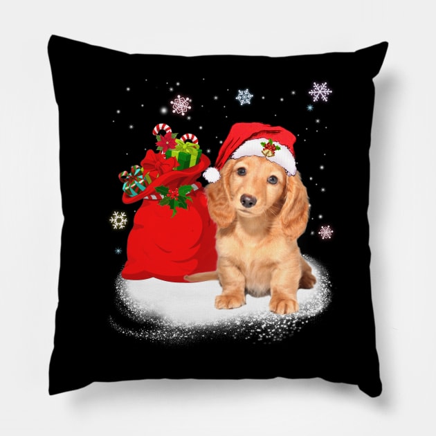 Christmas Santa Dachshund Pillow by TeeAbe