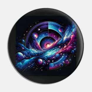 Celestial Dance: Spiral Galaxies and Cosmic Waves Pin