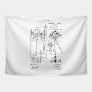 Power transmitting machinery Vintage Patent Hand Drawing Tapestry