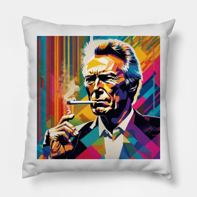 Clint Eastwood Pillow by BryanWhipple