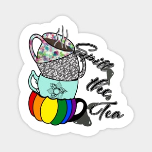 Spill the Tea-Style 2-Tipsy Tea Cups Design Magnet